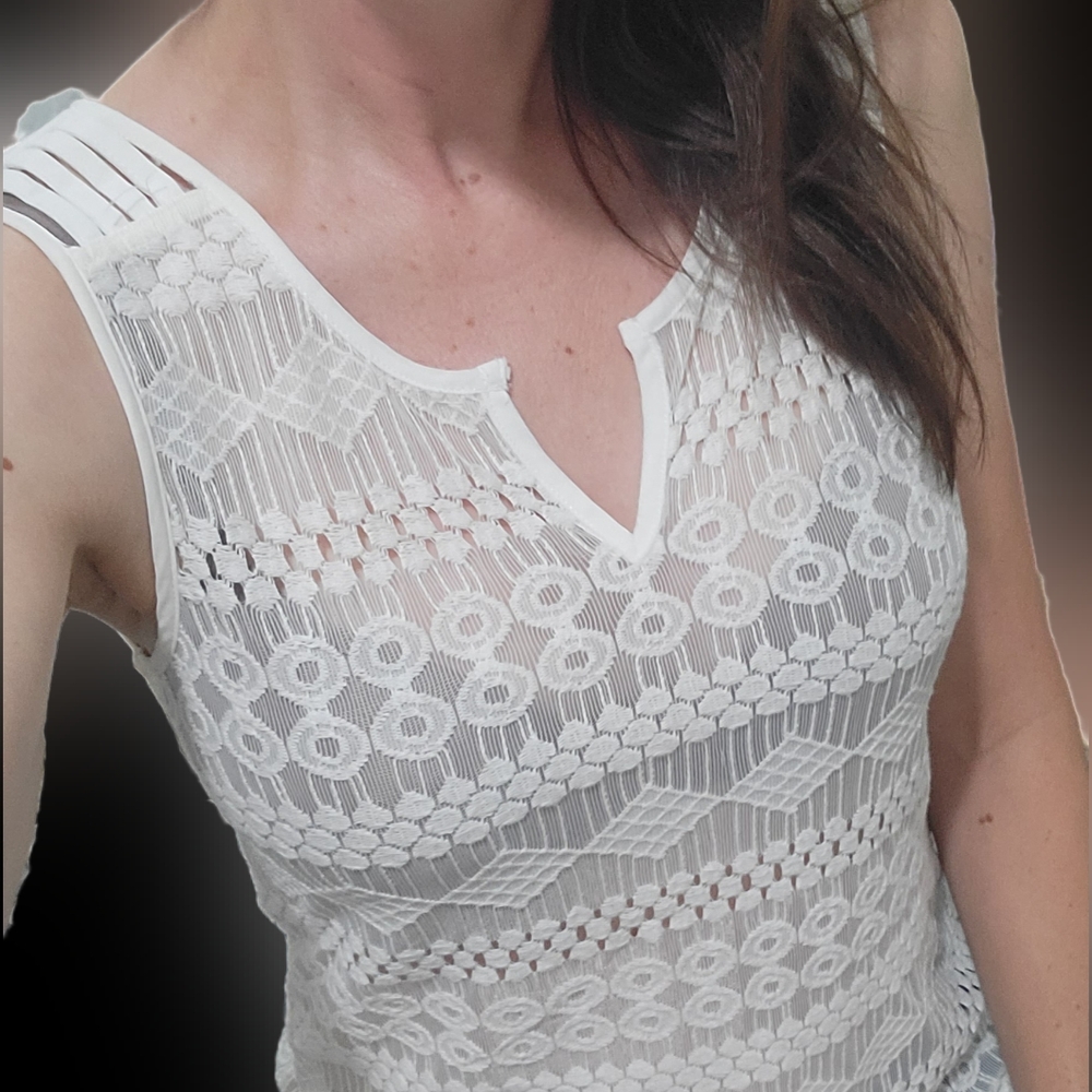 Maurices White Sheer Patterned Top